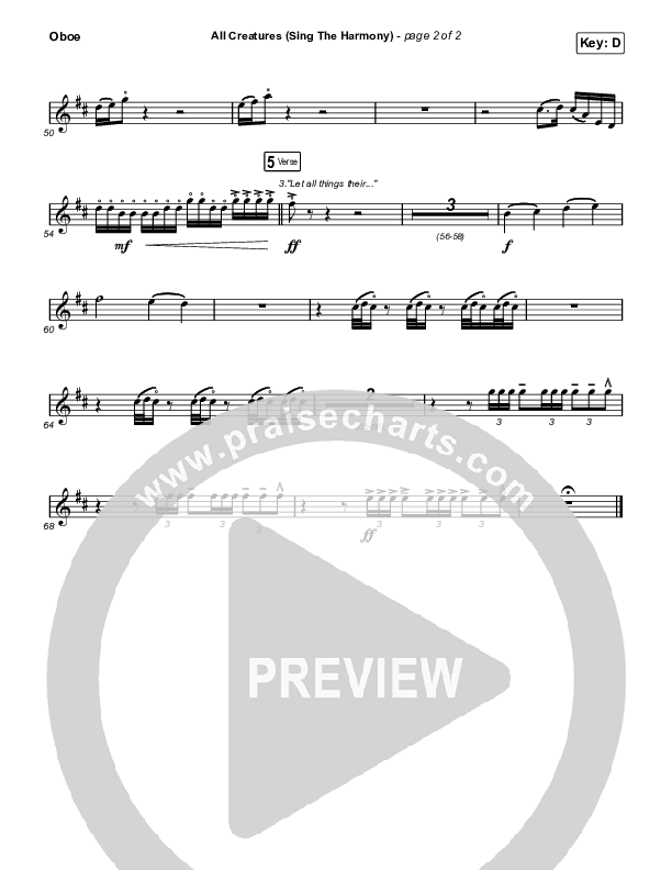 All Creatures (Sing In Harmony) (Live) Oboe (Shane & Shane)