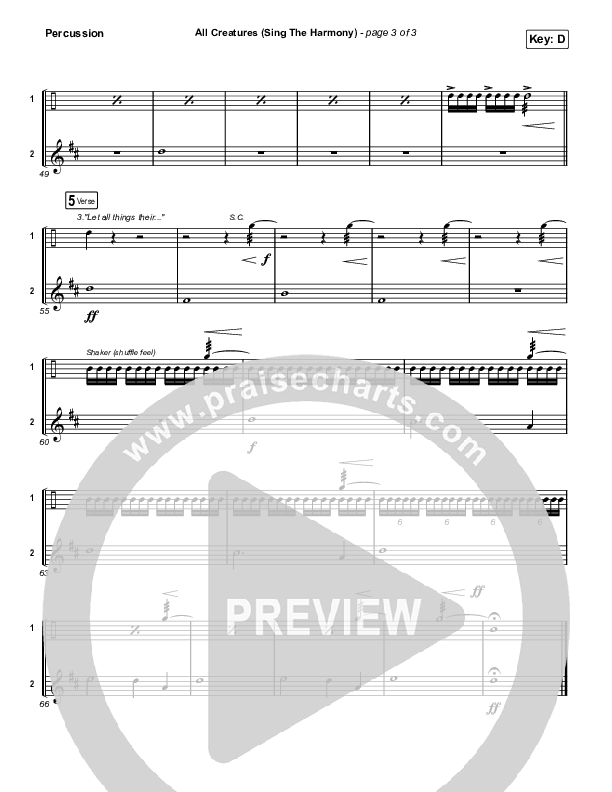 All Creatures (Sing In Harmony) (Live) Percussion (Shane & Shane)