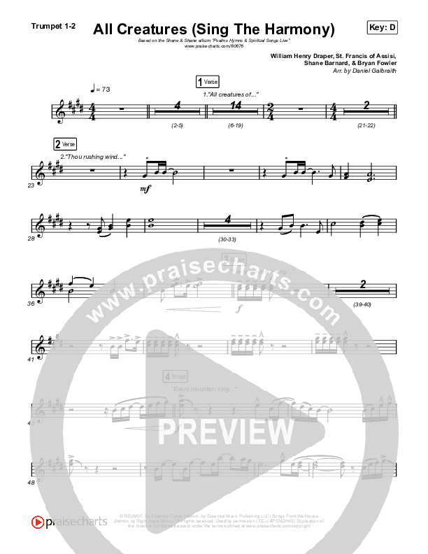 All Creatures (Sing In Harmony) (Live) Trumpet 1,2 (Shane & Shane)