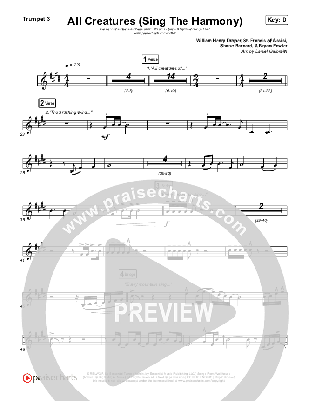 All Creatures (Sing In Harmony) (Live) Trumpet 1,2 (Shane & Shane)