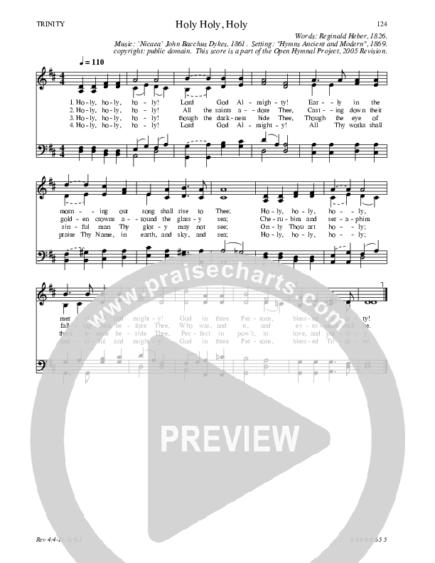 Holy Holy Holy Hymn Sheet (SATB) (Traditional Hymn)