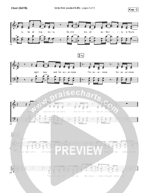Unto Him (Jude 24-25) (Live) Choir Sheet (SATB) (Shane & Shane)
