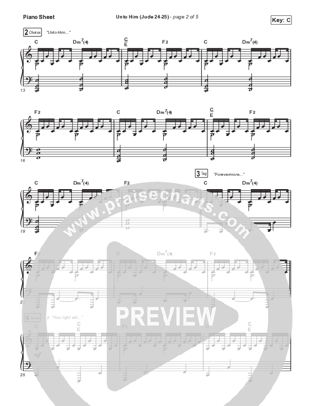 Unto Him (Jude 24-25) (Live) Piano Sheet (Shane & Shane)