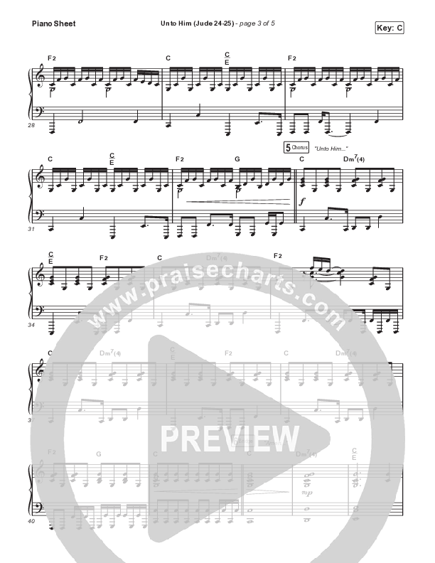 Unto Him (Jude 24-25) (Live) Piano Sheet (Shane & Shane)