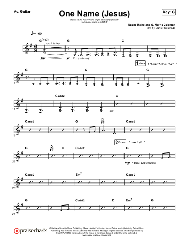 One Name (Jesus) (Live) Acoustic Guitar (Naomi Raine)