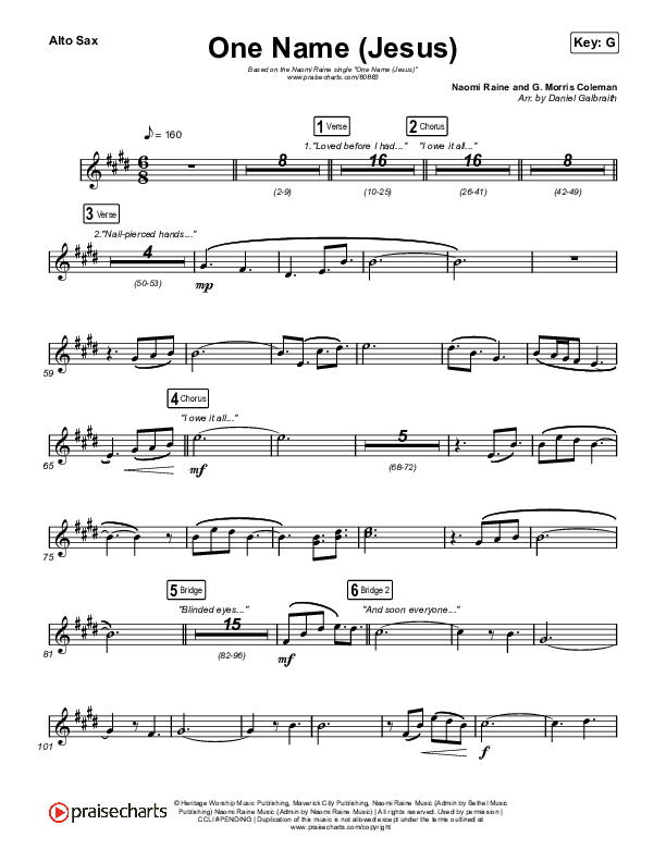 One Name (Jesus) (Live) Alto Sax (Naomi Raine)