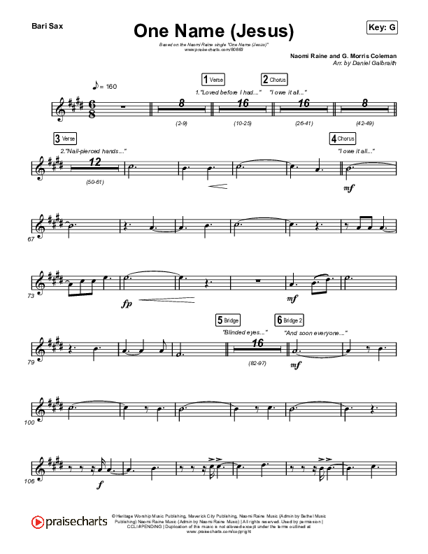 One Name (Jesus) (Live) Bari Sax (Naomi Raine)