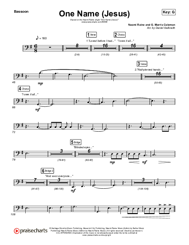 One Name (Jesus) (Live) Bassoon (Naomi Raine)