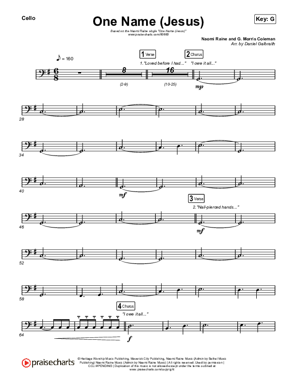 One Name (Jesus) (Live) Cello (Naomi Raine)