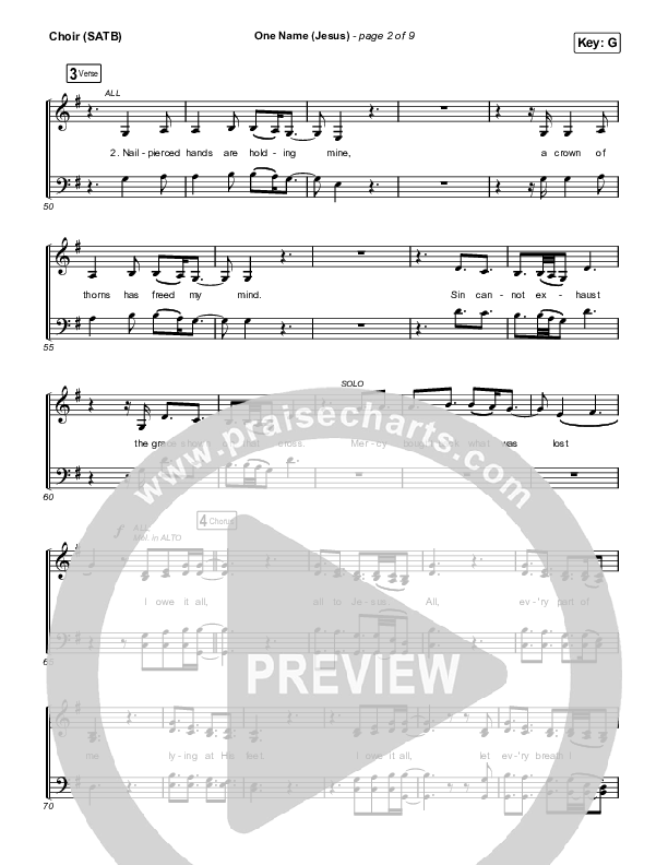 One Name (Jesus) (Live) Choir Sheet (SATB) (Naomi Raine)