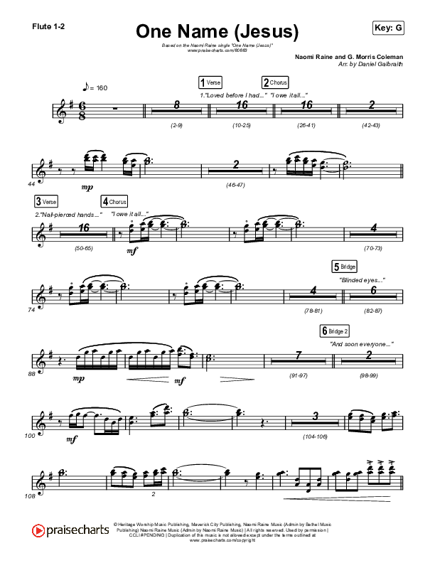 One Name (Jesus) (Live) Flute 1/2 (Naomi Raine)