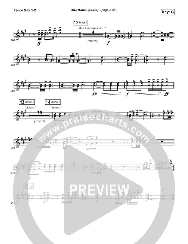 One Name (Jesus) (Live) Tenor Sax 1/2 (Naomi Raine)