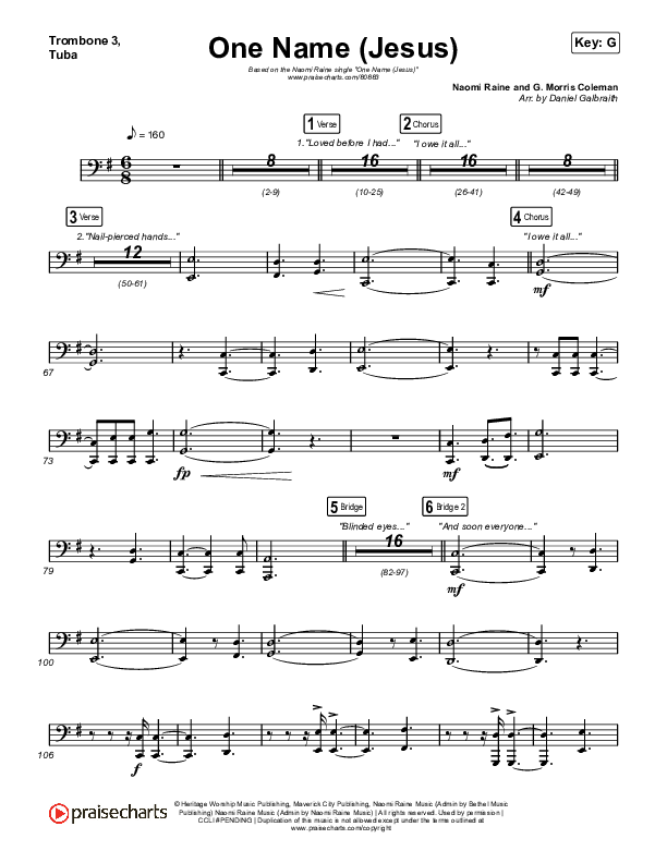 One Name (Jesus) (Live) Trombone 3/Tuba (Naomi Raine)