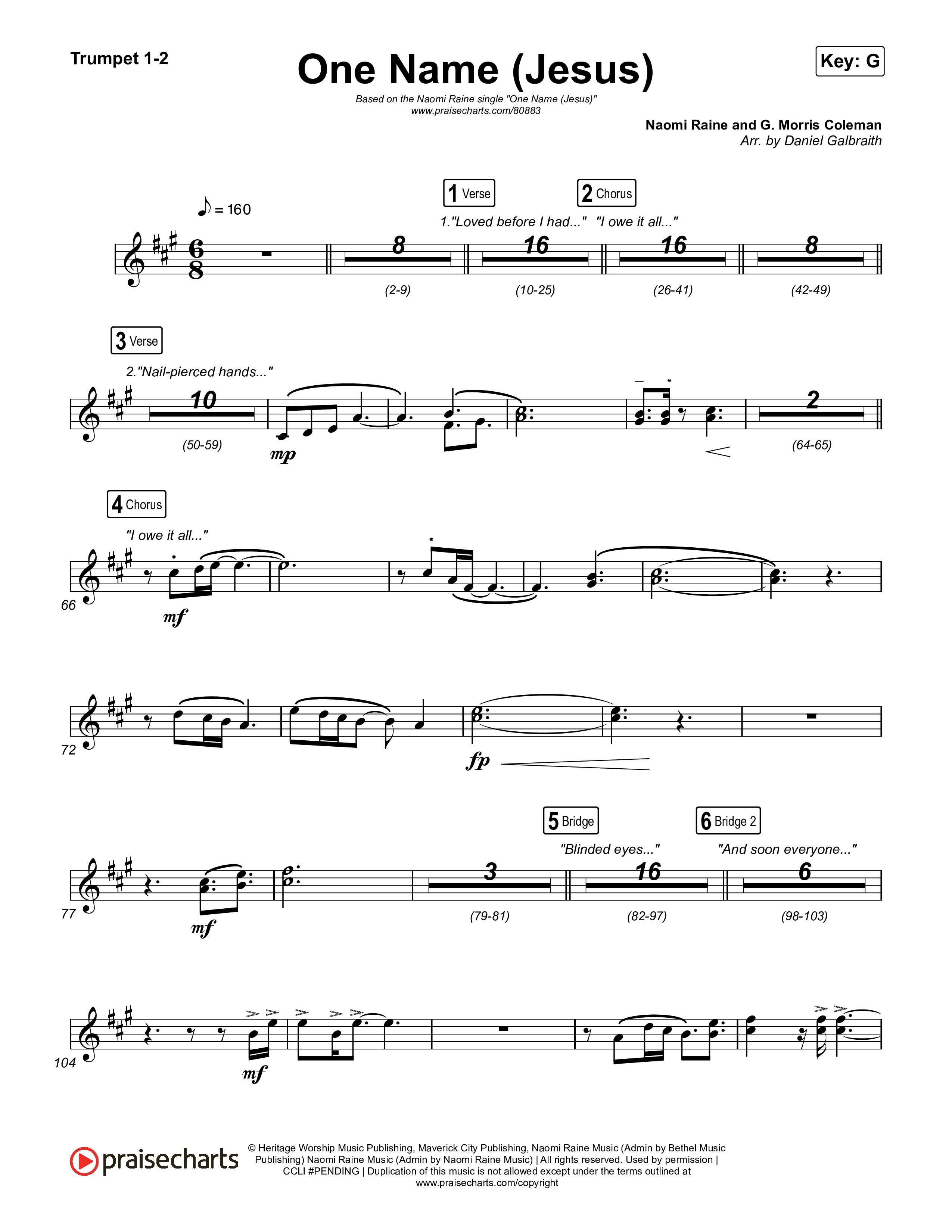 One Name (Jesus) (Live) Trumpet 1,2 (Naomi Raine)