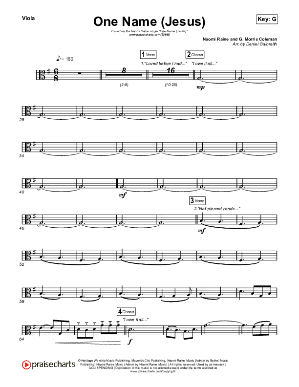 One Name (Jesus) (Live) Viola (Naomi Raine)