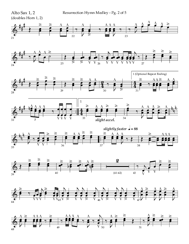 Resurrection Hymn Medley (Choral Anthem SATB) Alto Sax 1/2 (Lifeway Choral / Arr. John Bolin / Orch. David Clydesdale)