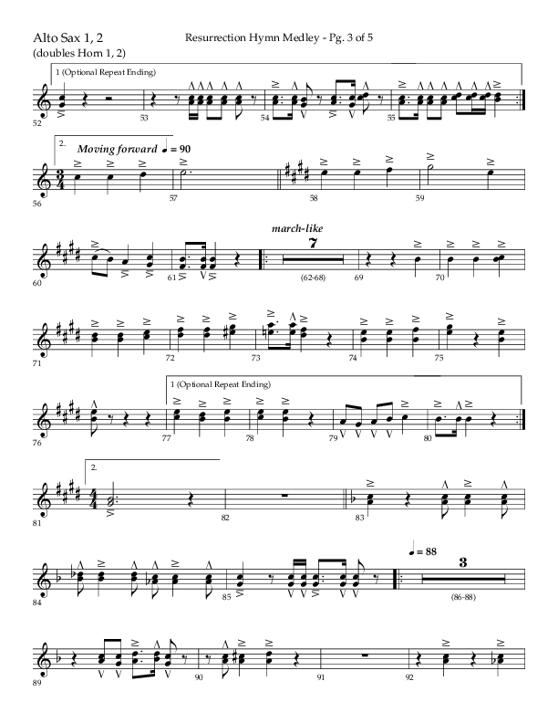Resurrection Hymn Medley (Choral Anthem SATB) Alto Sax 1/2 (Lifeway Choral / Arr. John Bolin / Orch. David Clydesdale)