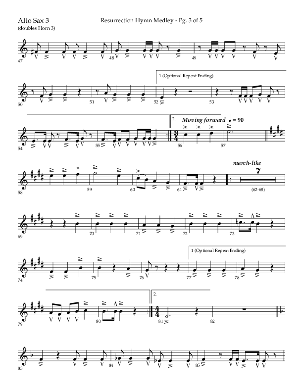 Resurrection Hymn Medley (Choral Anthem SATB) Alto Sax (Lifeway Choral / Arr. John Bolin / Orch. David Clydesdale)