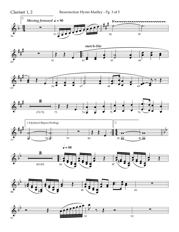 Resurrection Hymn Medley (Choral Anthem SATB) Clarinet 1/2 (Lifeway Choral / Arr. John Bolin / Orch. David Clydesdale)