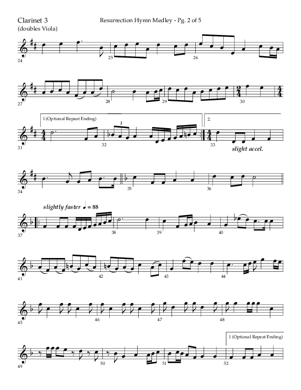 Resurrection Hymn Medley (Choral Anthem SATB) Clarinet 3 (Lifeway Choral / Arr. John Bolin / Orch. David Clydesdale)