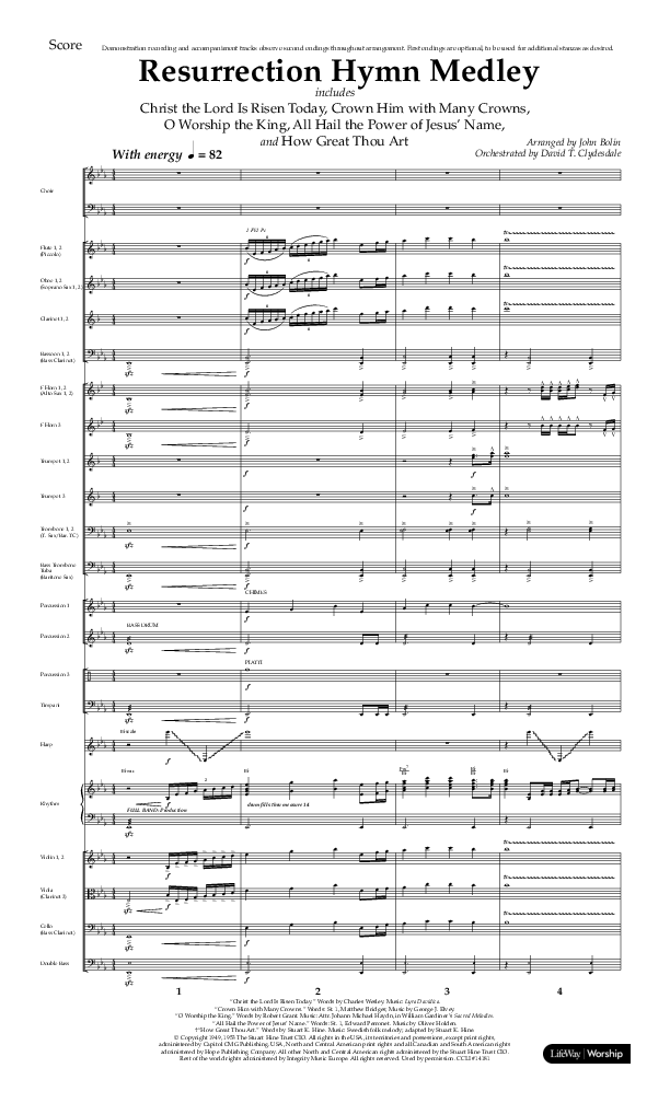 Resurrection Hymn Medley (Choral Anthem SATB) Conductor's Score (Lifeway Choral / Arr. John Bolin / Orch. David Clydesdale)