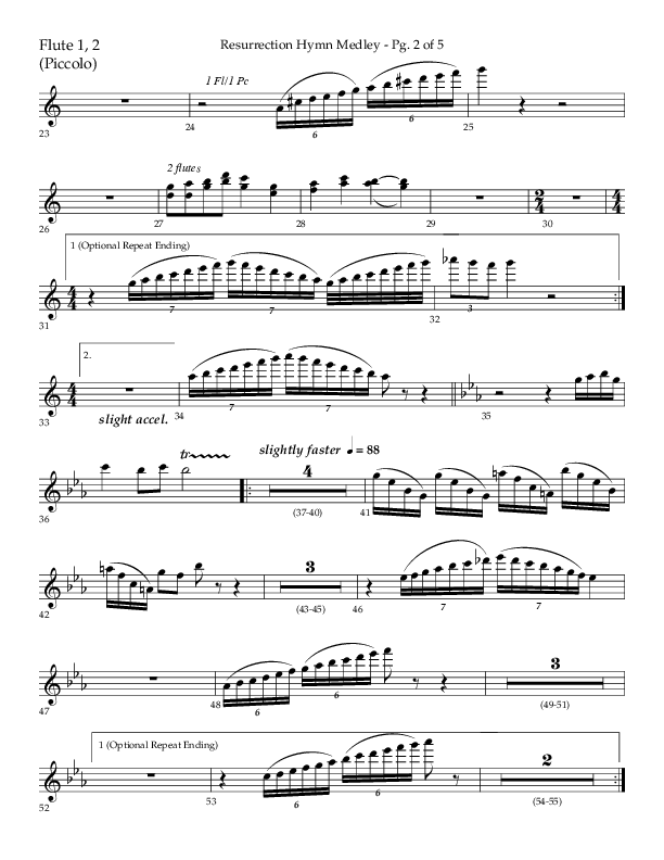 Resurrection Hymn Medley (Choral Anthem SATB) Flute 1/2 (Lifeway Choral / Arr. John Bolin / Orch. David Clydesdale)