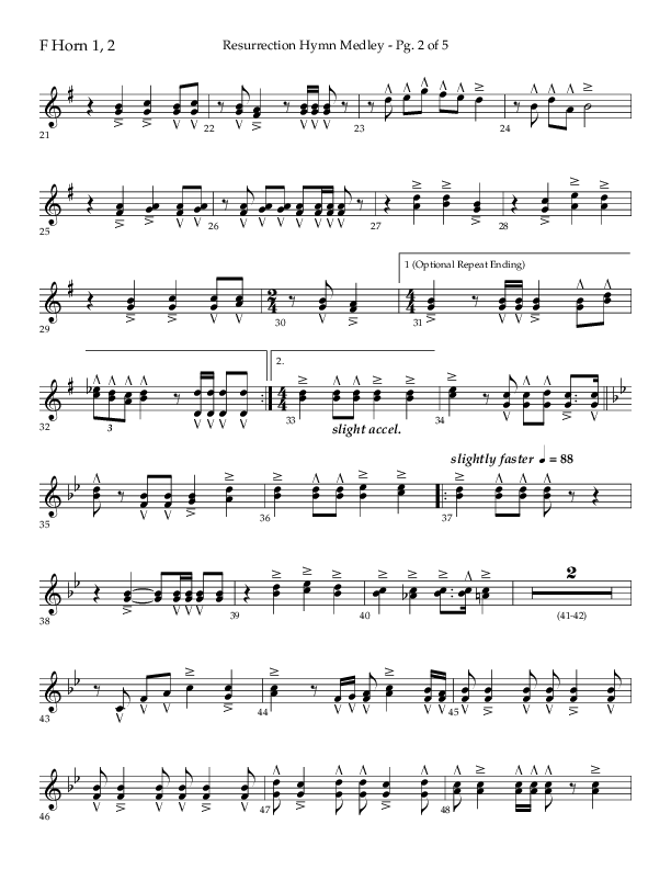 Resurrection Hymn Medley (Choral Anthem SATB) French Horn 1/2 (Lifeway Choral / Arr. John Bolin / Orch. David Clydesdale)