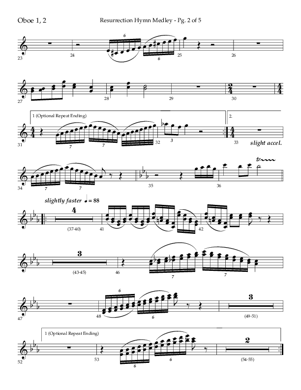 Resurrection Hymn Medley (Choral Anthem SATB) Oboe 1/2 (Lifeway Choral / Arr. John Bolin / Orch. David Clydesdale)