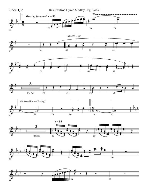 Resurrection Hymn Medley (Choral Anthem SATB) Oboe 1/2 (Lifeway Choral / Arr. John Bolin / Orch. David Clydesdale)