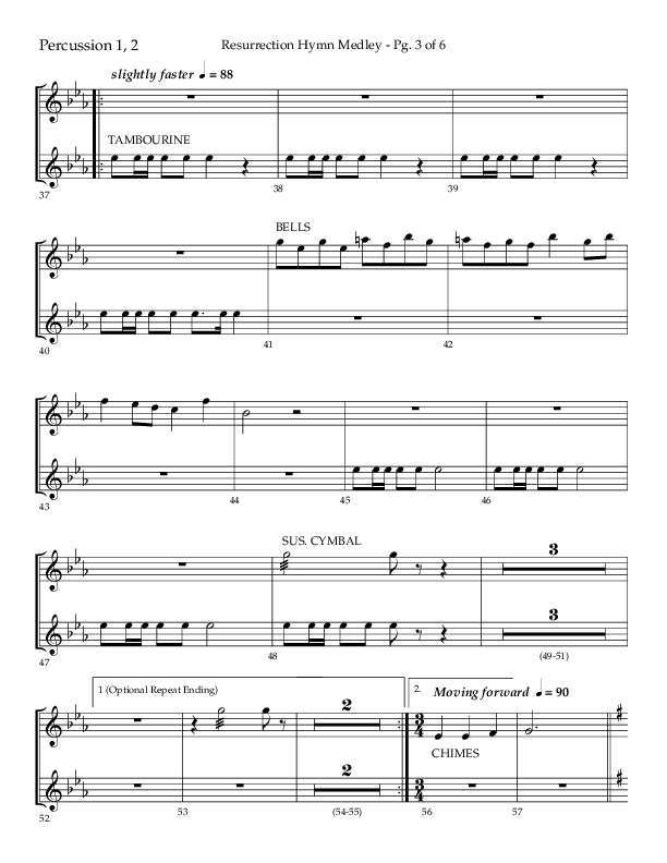 Resurrection Hymn Medley (Choral Anthem SATB) Percussion 1/2 (Lifeway Choral / Arr. John Bolin / Orch. David Clydesdale)