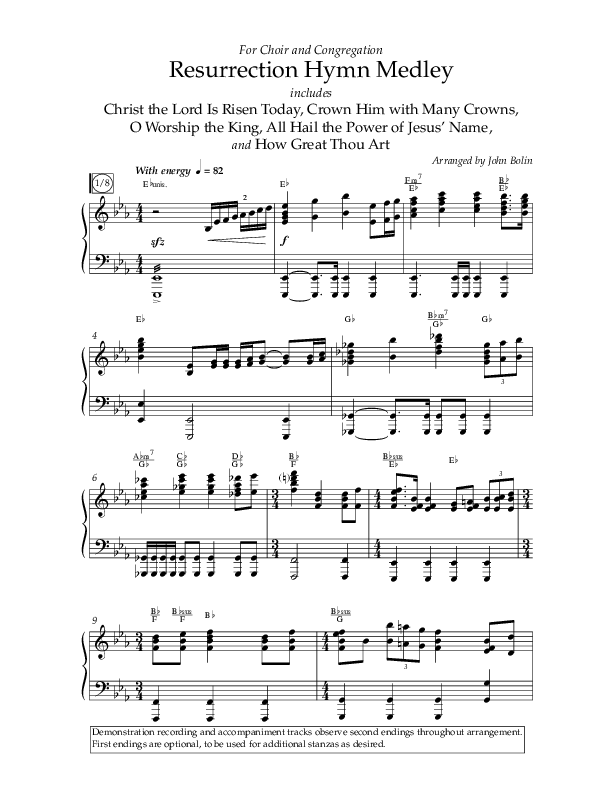 Resurrection Hymn Medley (Choral Anthem SATB) Anthem (SATB/Piano) (Lifeway Choral / Arr. John Bolin / Orch. David Clydesdale)