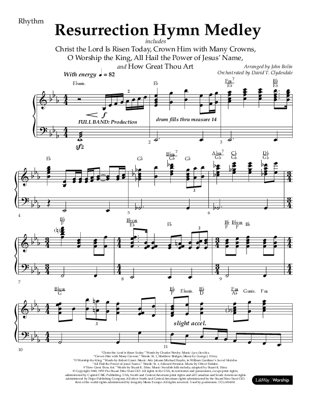 Resurrection Hymn Medley (Choral Anthem SATB) Lead Melody & Rhythm (Lifeway Choral / Arr. John Bolin / Orch. David Clydesdale)