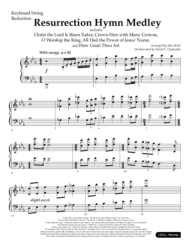 Resurrection Hymn Medley (Choral Anthem SATB) String Reduction (Lifeway Choral / Arr. John Bolin / Orch. David Clydesdale)