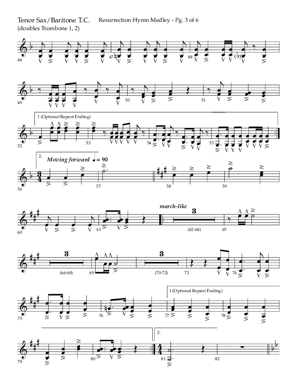 Resurrection Hymn Medley (Choral Anthem SATB) Tenor Sax/Baritone T.C. (Lifeway Choral / Arr. John Bolin / Orch. David Clydesdale)