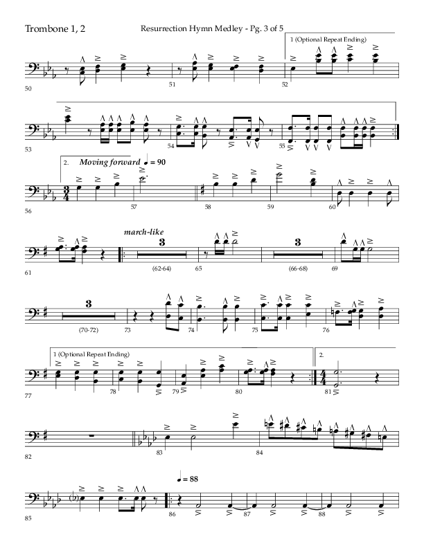 Resurrection Hymn Medley (Choral Anthem SATB) Trombone 1/2 (Lifeway Choral / Arr. John Bolin / Orch. David Clydesdale)