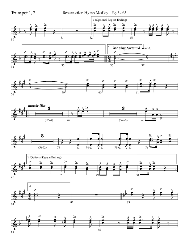 Resurrection Hymn Medley (Choral Anthem SATB) Trumpet 1,2 (Lifeway Choral / Arr. John Bolin / Orch. David Clydesdale)