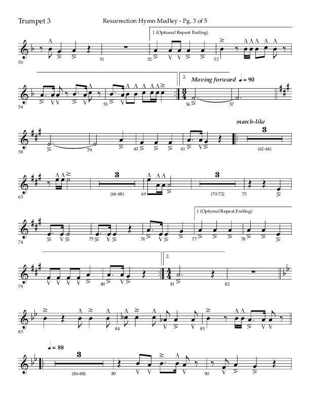 Resurrection Hymn Medley (Choral Anthem SATB) Trumpet 3 (Lifeway Choral / Arr. John Bolin / Orch. David Clydesdale)