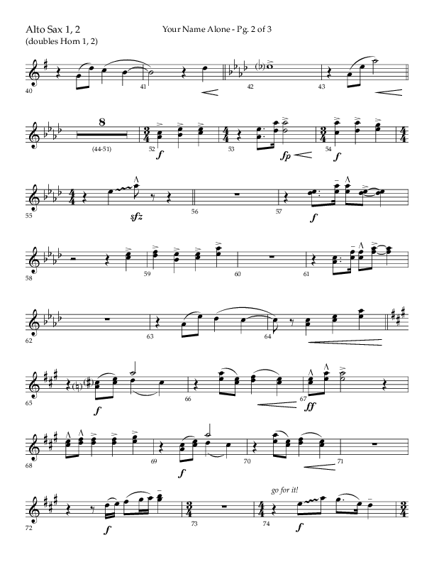 Your Name Alone (Choral Anthem SATB) Alto Sax 1/2 (Lifeway Choral / Arr. John Bolin)