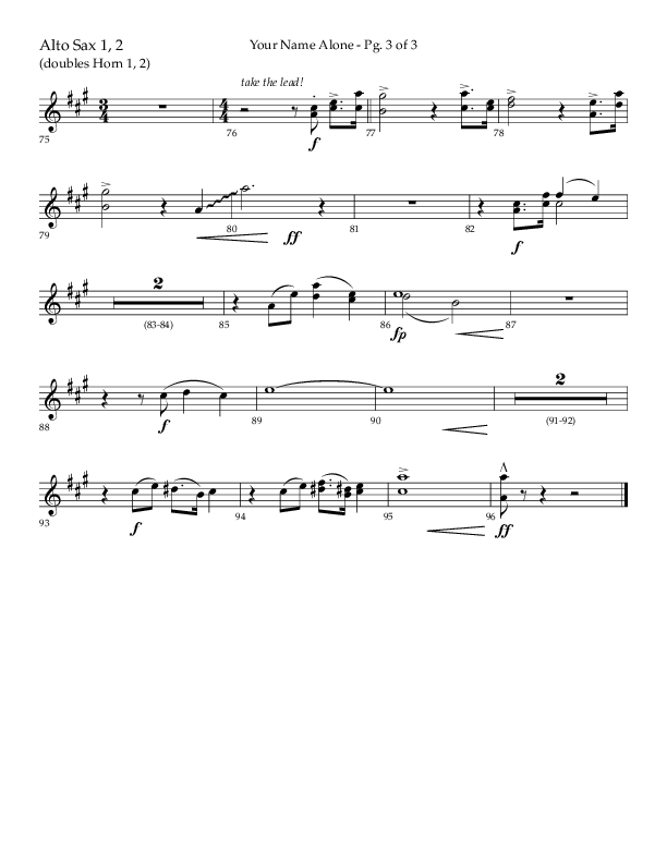 Your Name Alone (Choral Anthem SATB) Alto Sax 1/2 (Lifeway Choral / Arr. John Bolin)