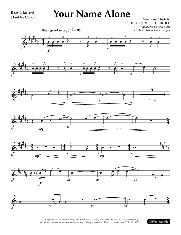 Your Name Alone (Choral Anthem SATB) Bass Clarinet (Lifeway Choral / Arr. John Bolin)