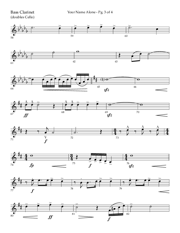Your Name Alone (Choral Anthem SATB) Bass Clarinet (Lifeway Choral / Arr. John Bolin)