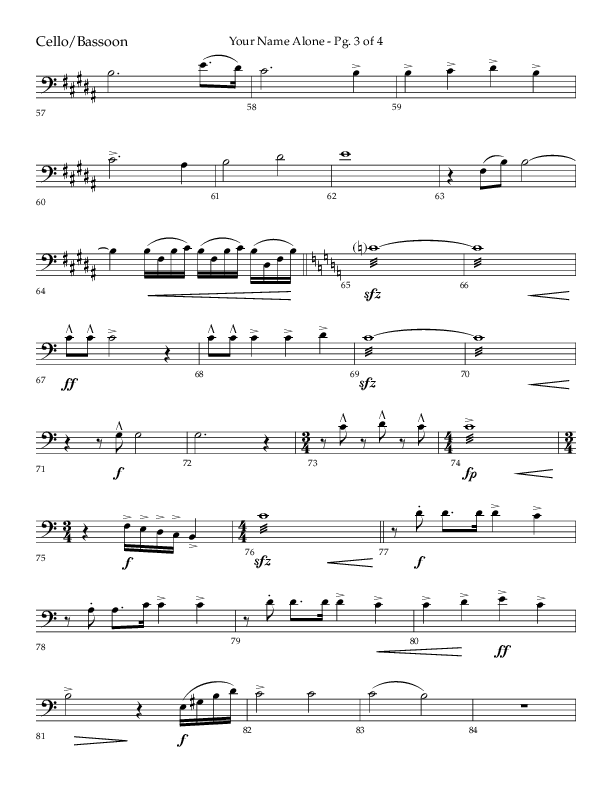 Your Name Alone (Choral Anthem SATB) Cello (Lifeway Choral / Arr. John Bolin)