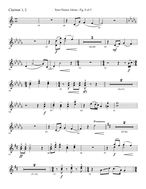Your Name Alone (Choral Anthem SATB) Clarinet 1/2 (Lifeway Choral / Arr. John Bolin)