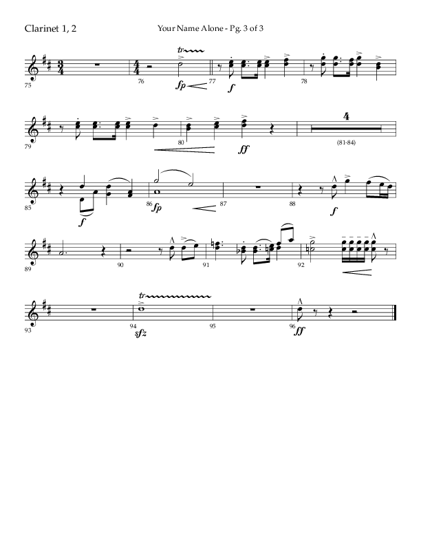 Your Name Alone (Choral Anthem SATB) Clarinet 1/2 (Lifeway Choral / Arr. John Bolin)