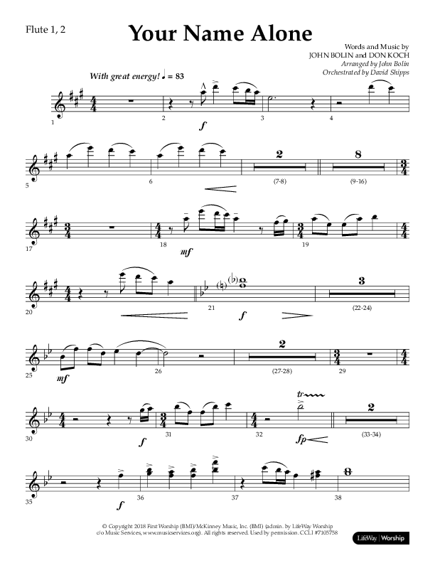 Your Name Alone (Choral Anthem SATB) Flute 1/2 (Lifeway Choral / Arr. John Bolin)