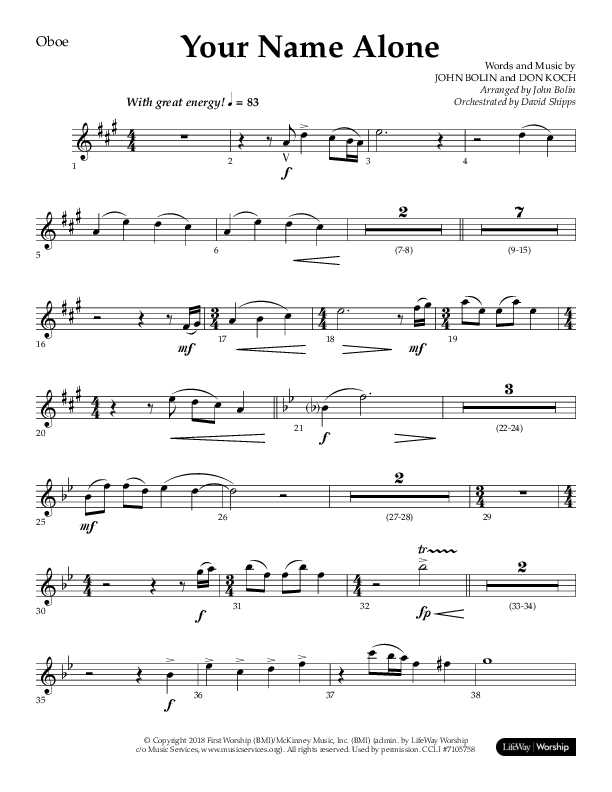 Your Name Alone (Choral Anthem SATB) Oboe (Lifeway Choral / Arr. John Bolin)
