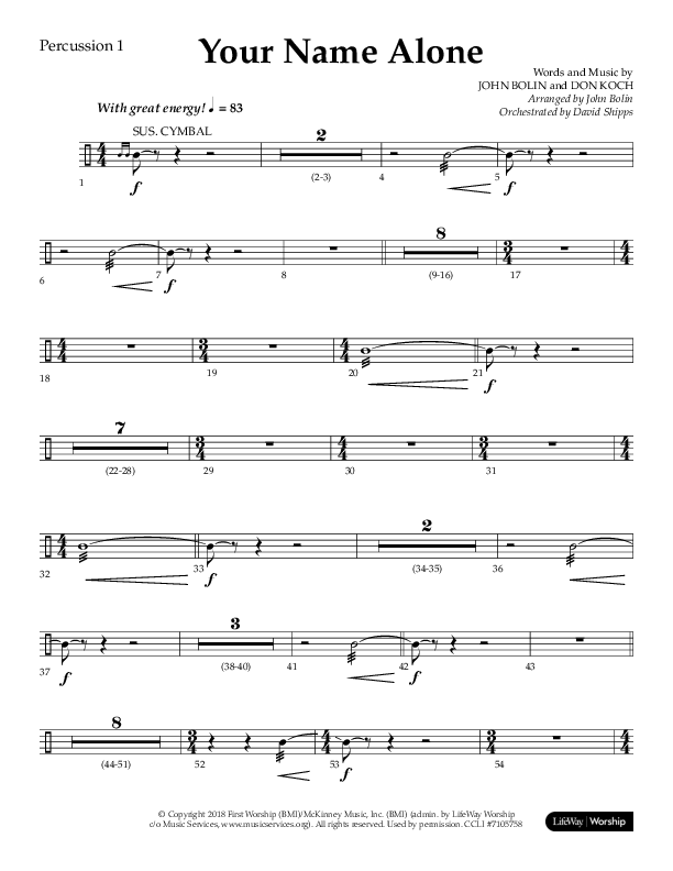 Your Name Alone (Choral Anthem SATB) Percussion 1/2 (Lifeway Choral / Arr. John Bolin)