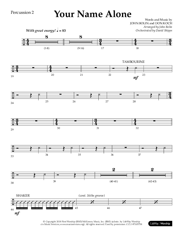 Your Name Alone (Choral Anthem SATB) Percussion 1/2 (Lifeway Choral / Arr. John Bolin)