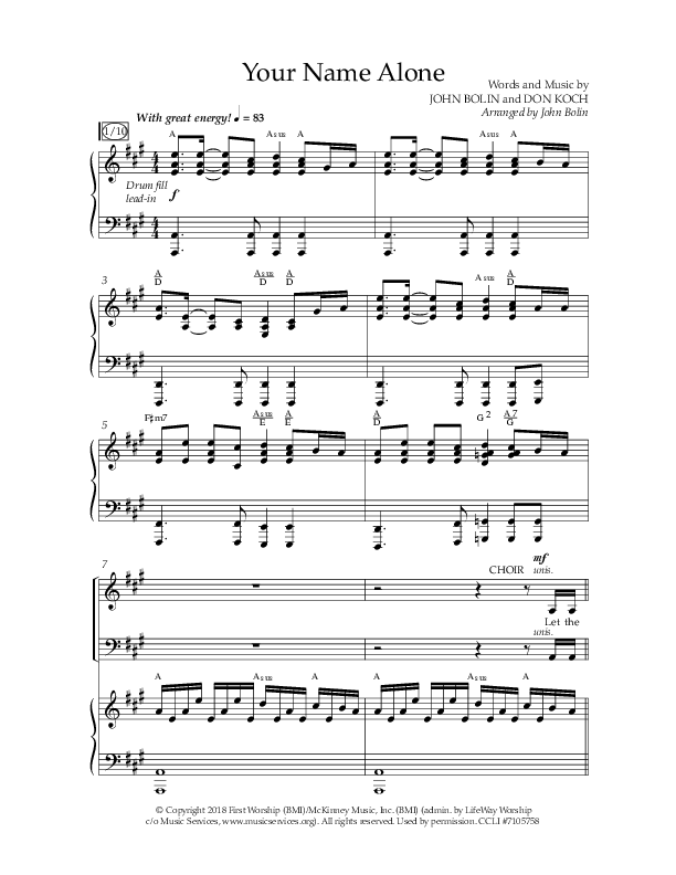 Your Name Alone (Choral Anthem SATB) Anthem (SATB/Piano) (Lifeway Choral / Arr. John Bolin)