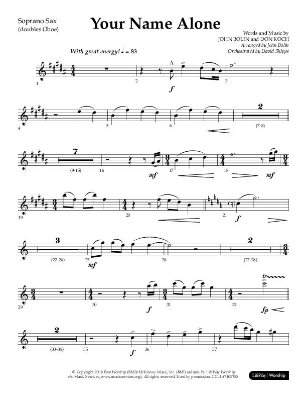 Your Name Alone (Choral Anthem SATB) Soprano Sax (Lifeway Choral / Arr. John Bolin)
